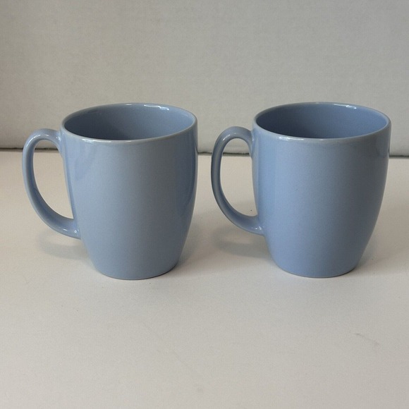 CORELLE Coordinate Stoneware Light Sky Blue coffee Mugs set of 2 CLEAN/VINTAGE - Picture 8 of 9